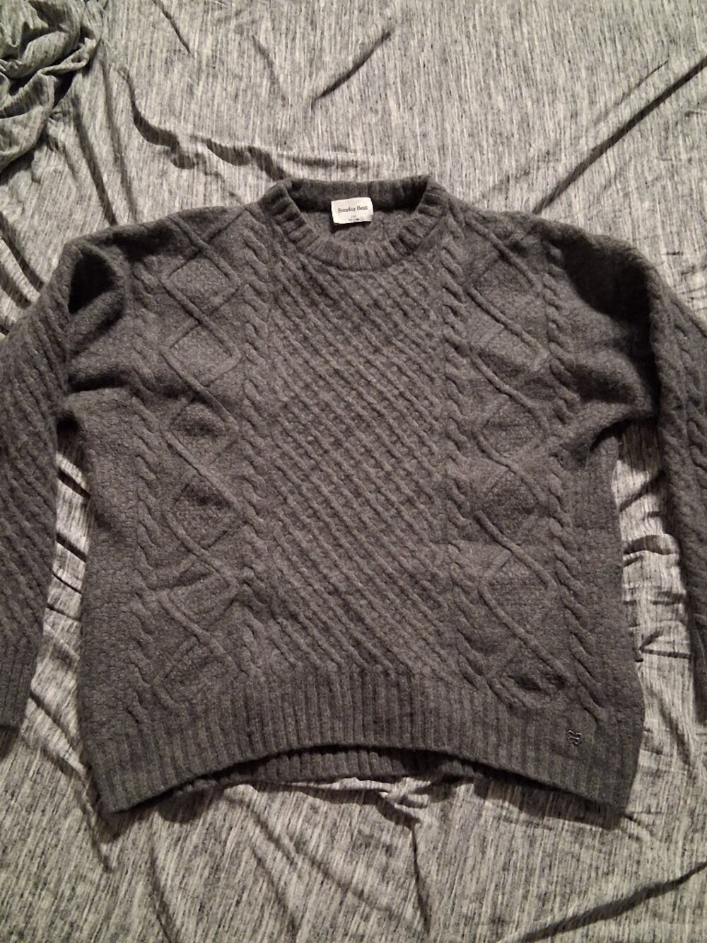 2XS Sunday Best Grey Woman Cable-Knit Crew Sweather